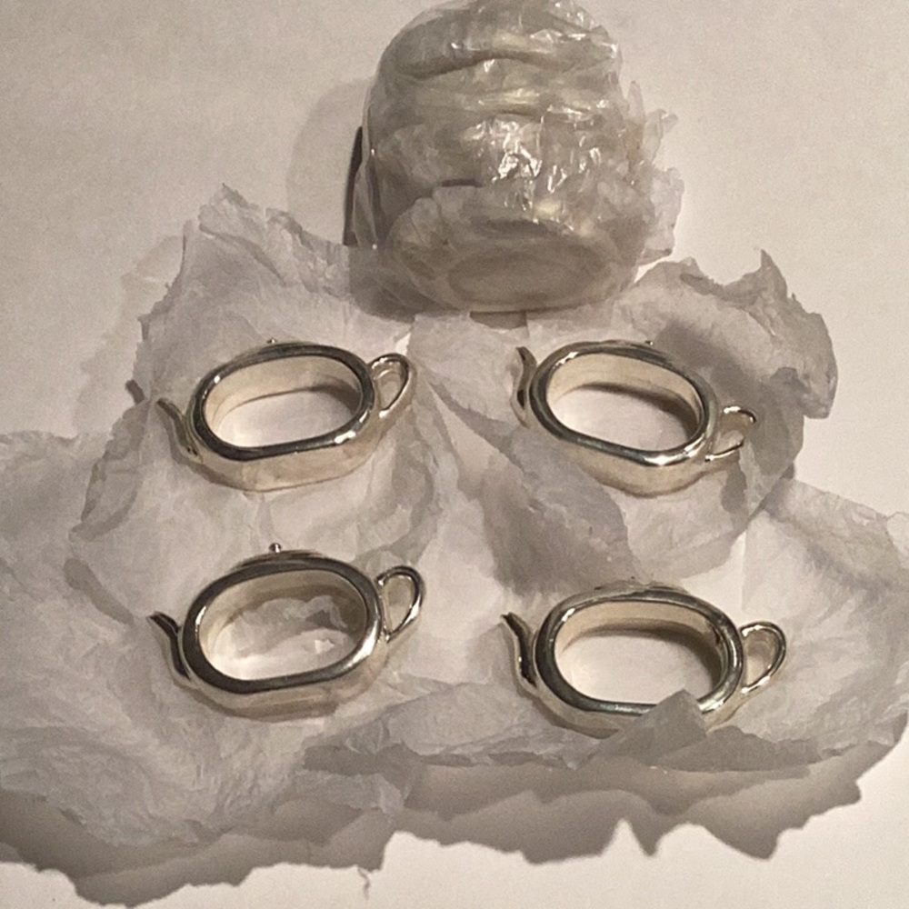 8 Silver Plate Teapot Napkin Rings